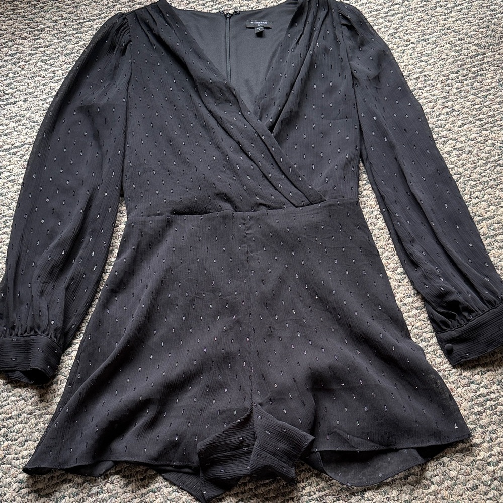 Express Black Sheer Long-Sleeve Romper
